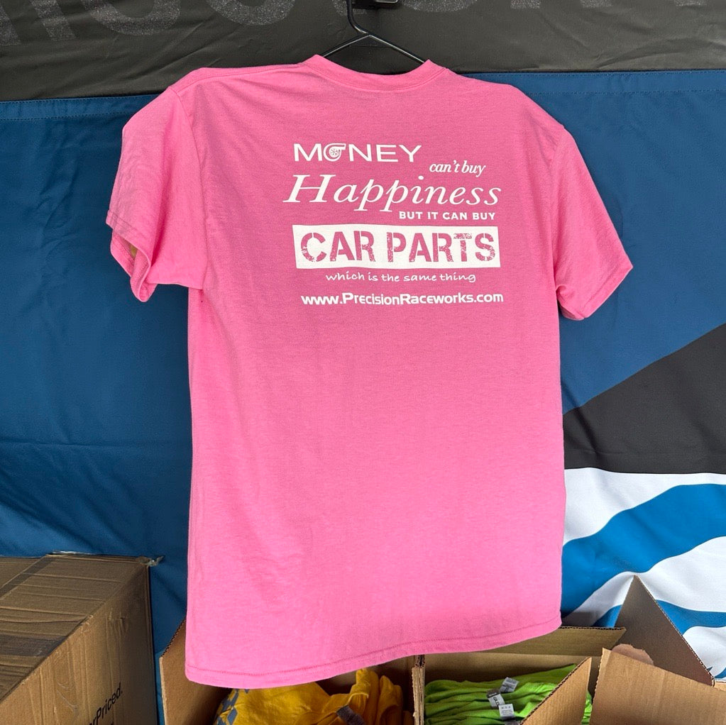 Precision Raceworks "Money Can't Buy Happiness..." T-Shirt (Pink) Back