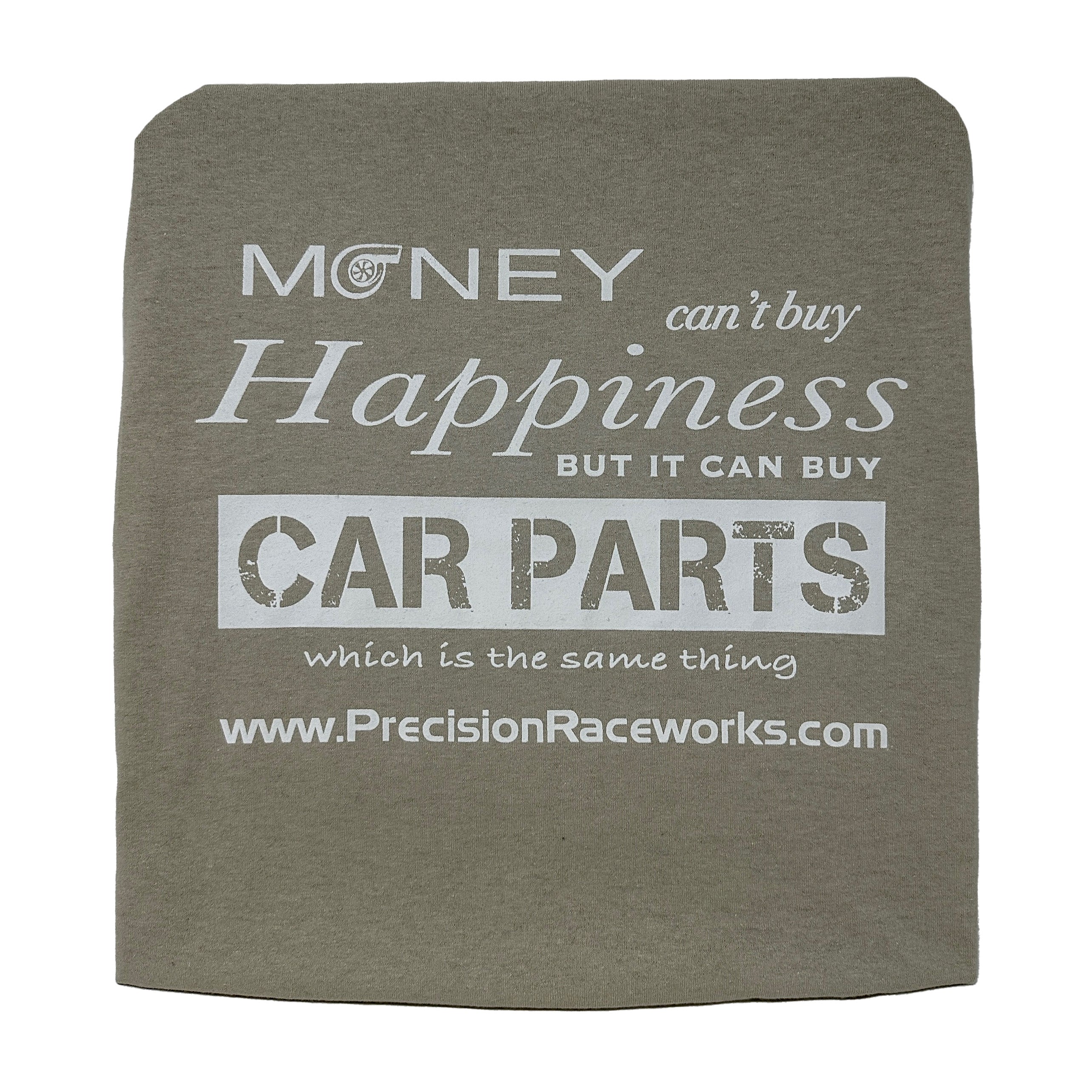 Precision Raceworks T-Shirt - "Money Can't Buy Happiness" (Sand) Back